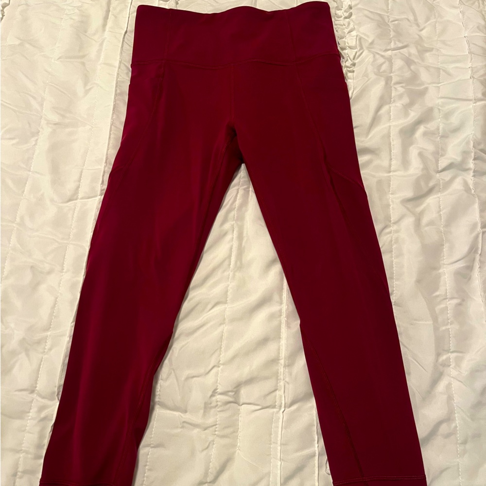 Red/maroon capri Athleta leggings
